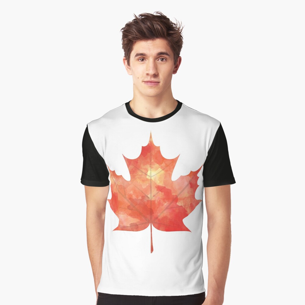 Watercolor Maple Leaf Graphic T-Shirt Dress for Sale by Shaney442