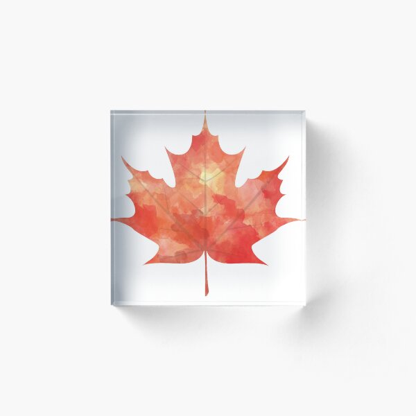 Watercolor Maple Leaf Acrylic Block