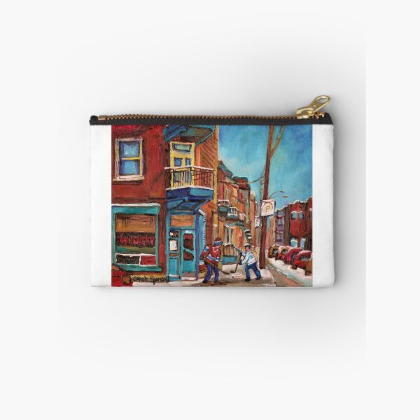 Item preview, HOCKEY CULTURE PAINTINGS STREET HOCKEY GAME AT THE CORNER STORE CANADIAN PAINTINGS designed and sold by Carole  Spandau.