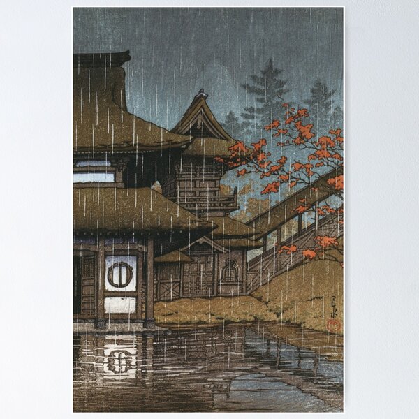 Item preview, Mountain Temple at Sendai by Kawase Hasui designed and sold by Takeda-art.