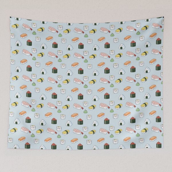 Item preview, Kawaii Sushi on blue designed and sold by andromacke.