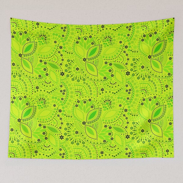 Item preview, Green neon pattern with dots and flowers, small, fashionable, youthful, bright designed and sold by fuzzyfox.