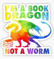 Pegatina Soy un dragón del libro en Rainbow Acrylic Colour Splatter