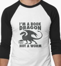 Ich bin ein Buchdrache Baseballshirt mit 3/4-Arm
