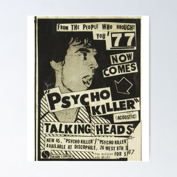 Item preview, Psycho-Killer---Talking-Heads-post-punk-concert-poster-1977 designed and sold by AbbigailIrene1.