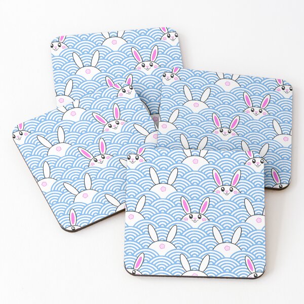 Item preview, Water bunnies (with cute fluffy butts lol) and waves | Chinese year of the rabbit designed and sold by mixMixtli.