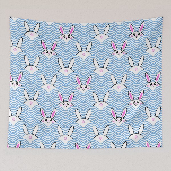 Item preview, Water bunnies (with cute fluffy butts lol) and waves | Chinese year of the rabbit designed and sold by mixMixtli.