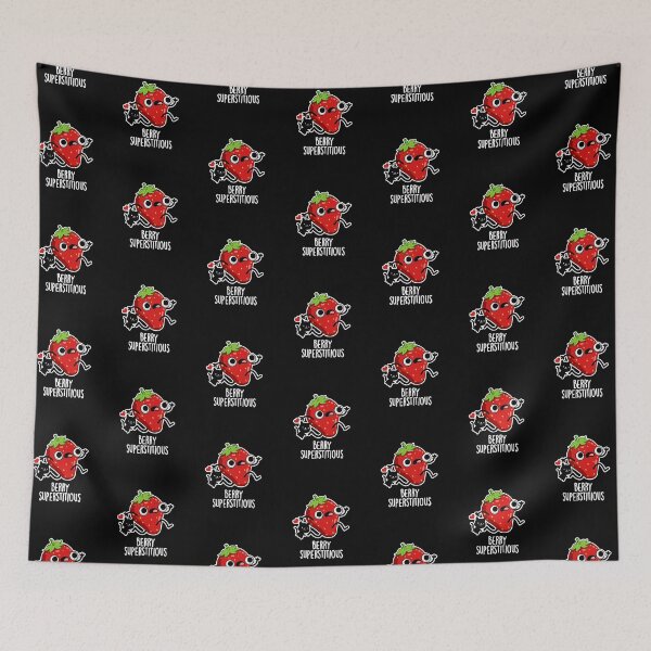 Item preview, Berry Superstitious Funny Fruit Puns (Dark BG) designed and sold by punnybone.