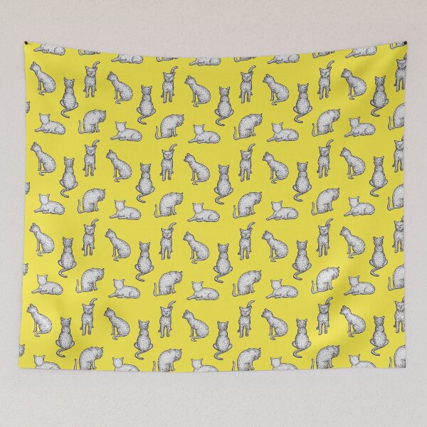 Item preview, Dot Work Cat Illustrations Yellow designed and sold by JaritLuin.