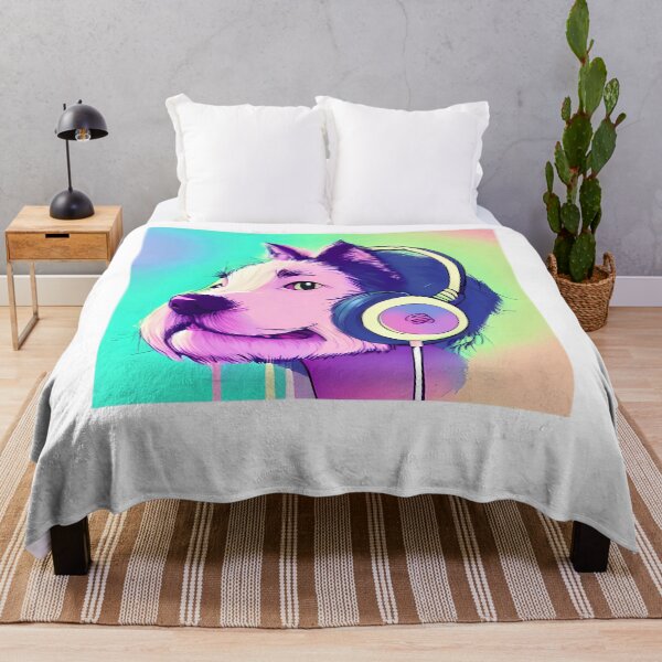 Item preview, Furry-Human-Dog-with-headphones-listening-to-music,-pastel-color.-for-pet-lovers.-Active designed and sold by JessicaNone123.