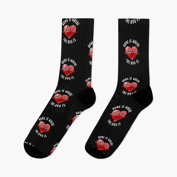Item preview, Home Is Where The Hug Is Funny Heart Puns (Dark BG) designed and sold by punnybone.