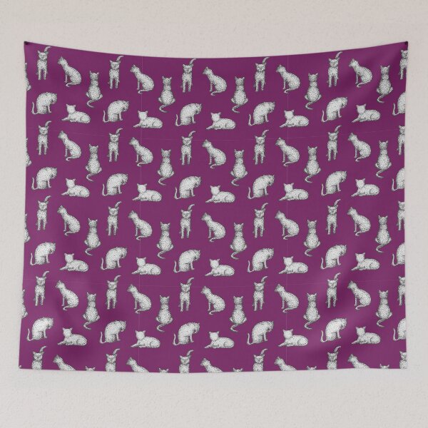 Item preview, Dot Work Cat Illustrations Purple designed and sold by JaritLuin.