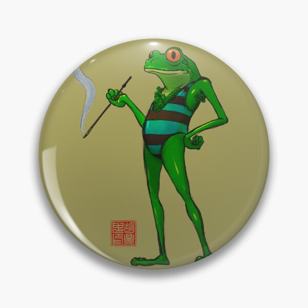 Item preview, Frog Smoking in Swimsuit designed and sold by DingHuArt.