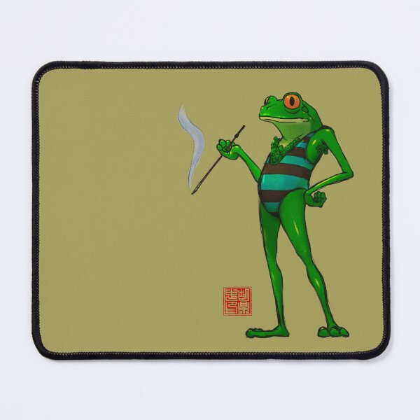 Item preview, Frog Smoking in Swimsuit designed and sold by DingHuArt.