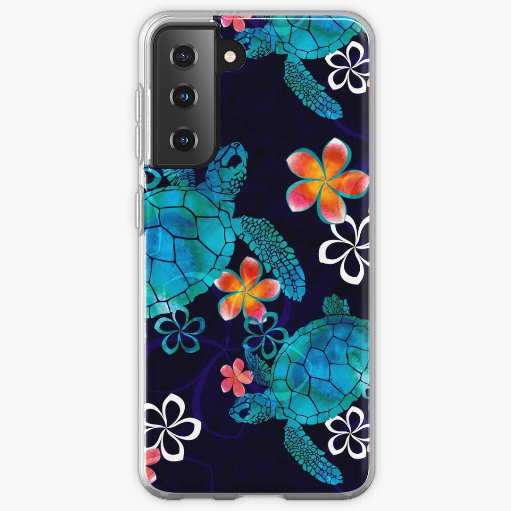 Sea Turtle with Flowers Samsung Galaxy Phone Case