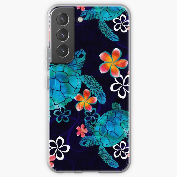 Tortue de mer avec des fleurs Coque souple Samsung Galaxy