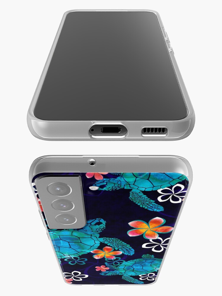 Thumbnail 3 of 4, Samsung Galaxy Phone Case, Sea Turtle with Flowers designed and sold by kreinholds.