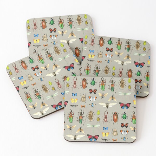 Item preview, The Usual Suspects - Insects on grey - watercolour bugs pattern by Cecca Designs designed and sold by Cecca-Designs.