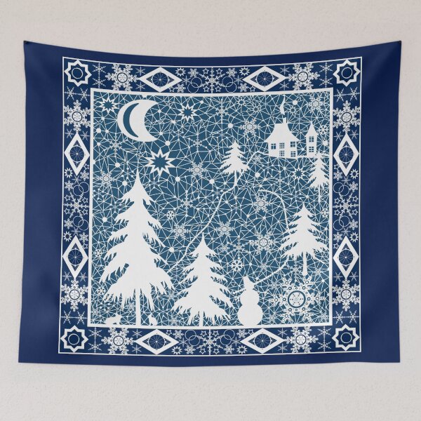 Item preview, Christmas white lace ornament landscape retro design ethno designed and sold by fuzzyfox.
