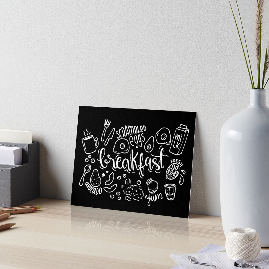 Breakfast - illustrated food pattern Art Board Print
