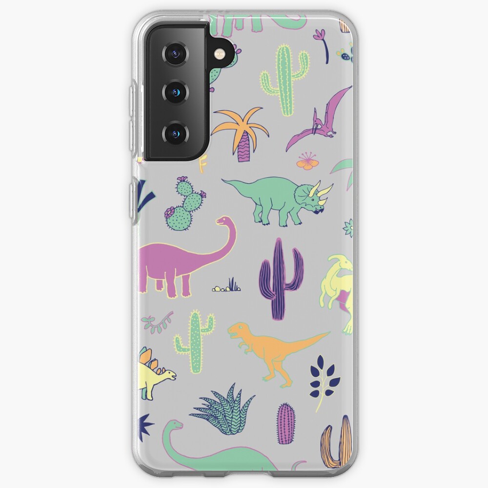 Dinosaur Desert - peach, mint and navy - fun pattern by Cecca Designs Case & Skin for Samsung Galaxy