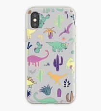 Dinosaur Desert - peach, mint and navy - fun pattern by Cecca Designs iPhone Case