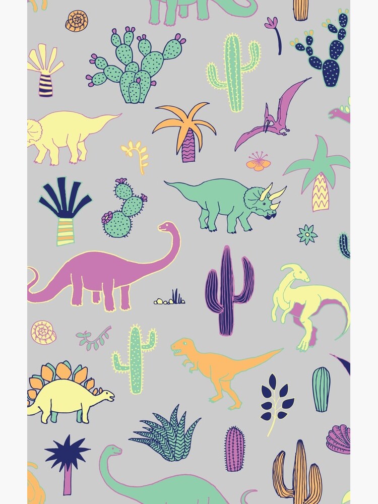 Dinosaur Desert - peach, mint and navy - fun pattern by Cecca Designs by Cecca-Designs