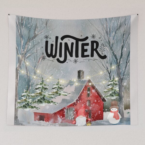 Item preview, Wintertime country house xmas with snowman designed and sold by LGMmugsdesign.