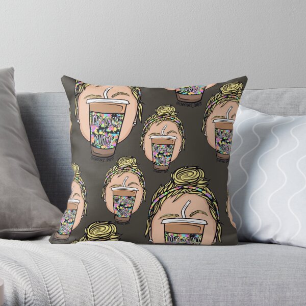Coffee and Chaos Pattern Throw Pillow