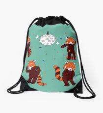 Red Pandamonium Drawstring Bag