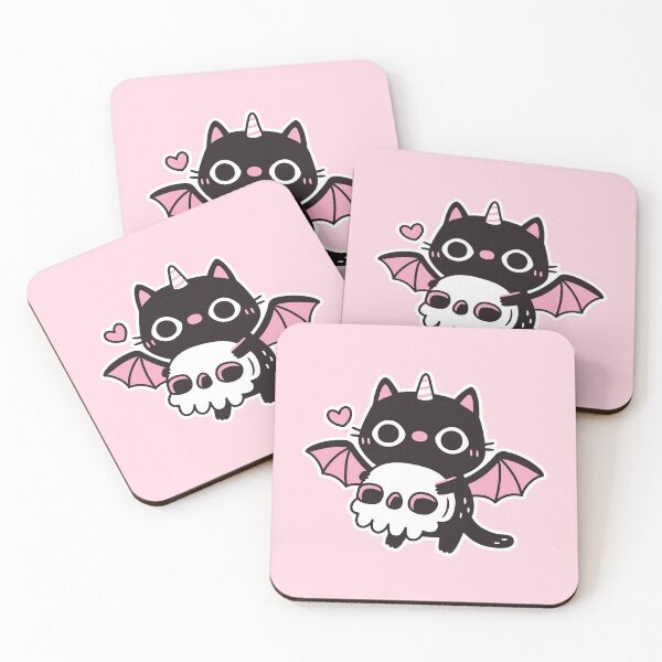 Item preview, Cute Flying Demon Black Cat Holding Skull designed and sold by rustydoodle.