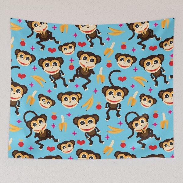 Item preview, Monkeys Go Bananas - BLue designed and sold by Rainbows Galore.