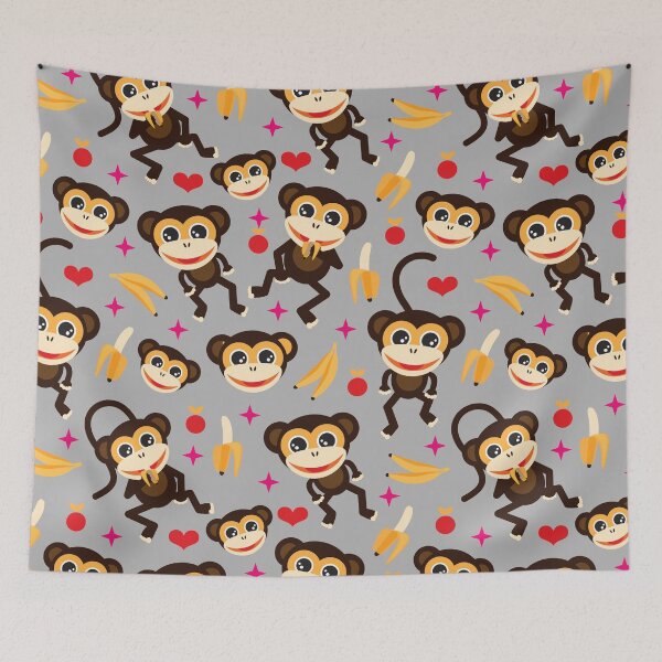 Item preview, Monkeys Go Bananas - Grey designed and sold by Rainbows Galore.