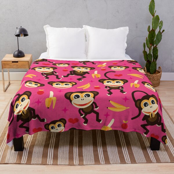 Artikelvorschau, Monkeys Go Bananas - Hot Pink entworfen und verkauft von Rainbows Galore.