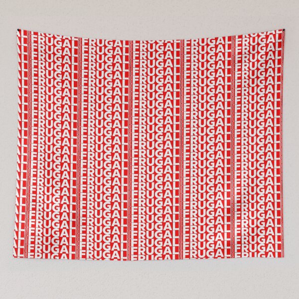 Item preview, Be Frugal quote in white and red designed and sold by angelisart.