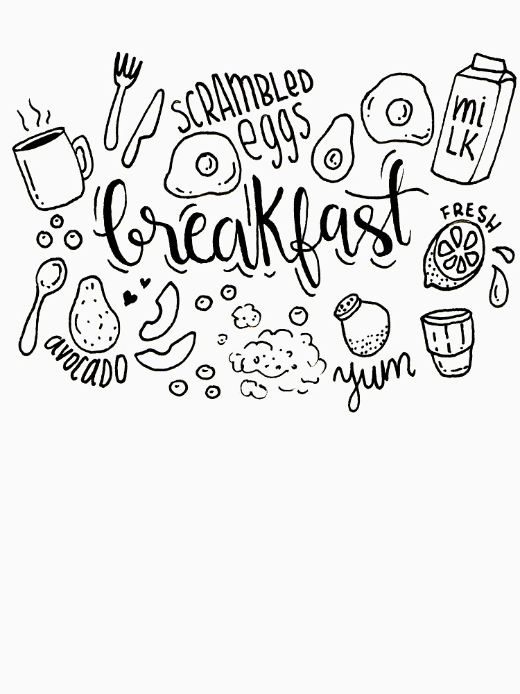 Breakfast - illustrated food pattern black by mirunasfia