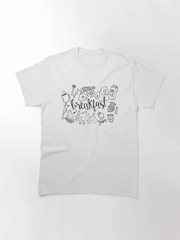 Alternate view of Breakfast - illustrated food pattern black Classic T-Shirt