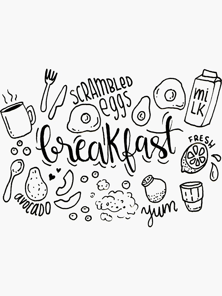 Breakfast - illustrated food pattern black by mirunasfia