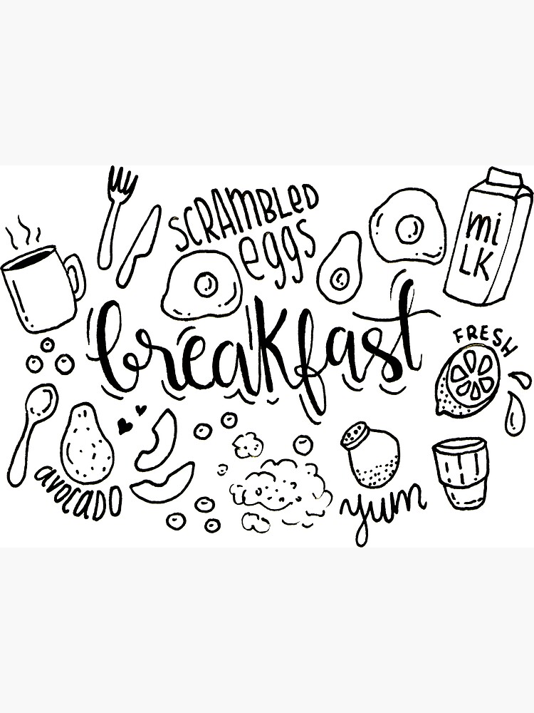 Breakfast - illustrated food pattern black by mirunasfia