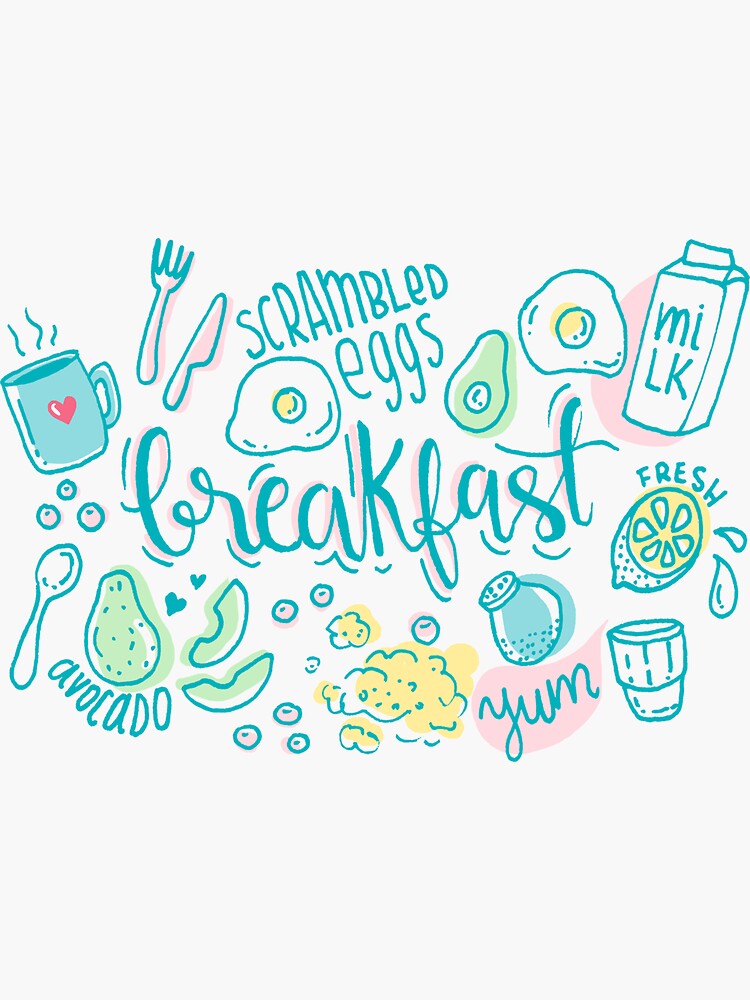 Breakfast - Colorful illustrated food pattern by mirunasfia