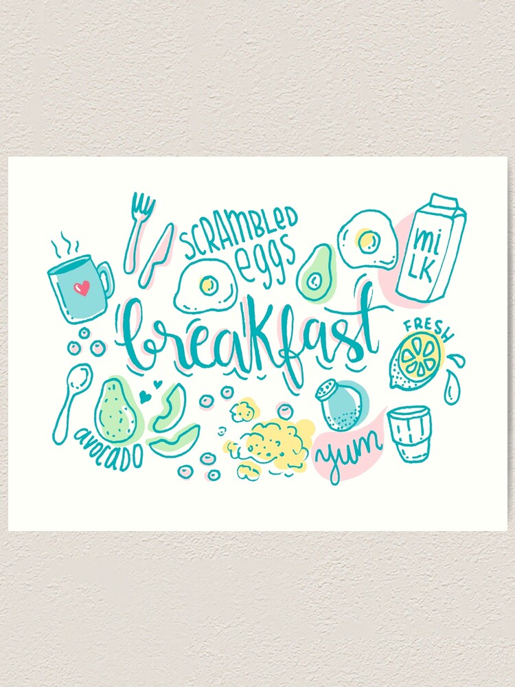 Alternate view of Breakfast - Colorful illustrated food pattern Art Print
