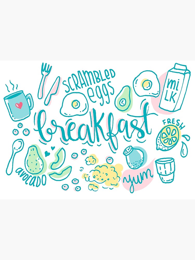 Breakfast - Colorful illustrated food pattern by mirunasfia