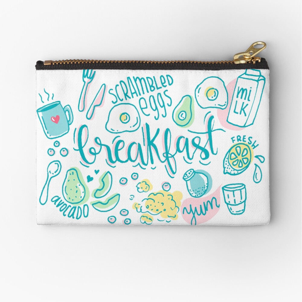 Breakfast - Colorful illustrated food pattern Zipper Pouch