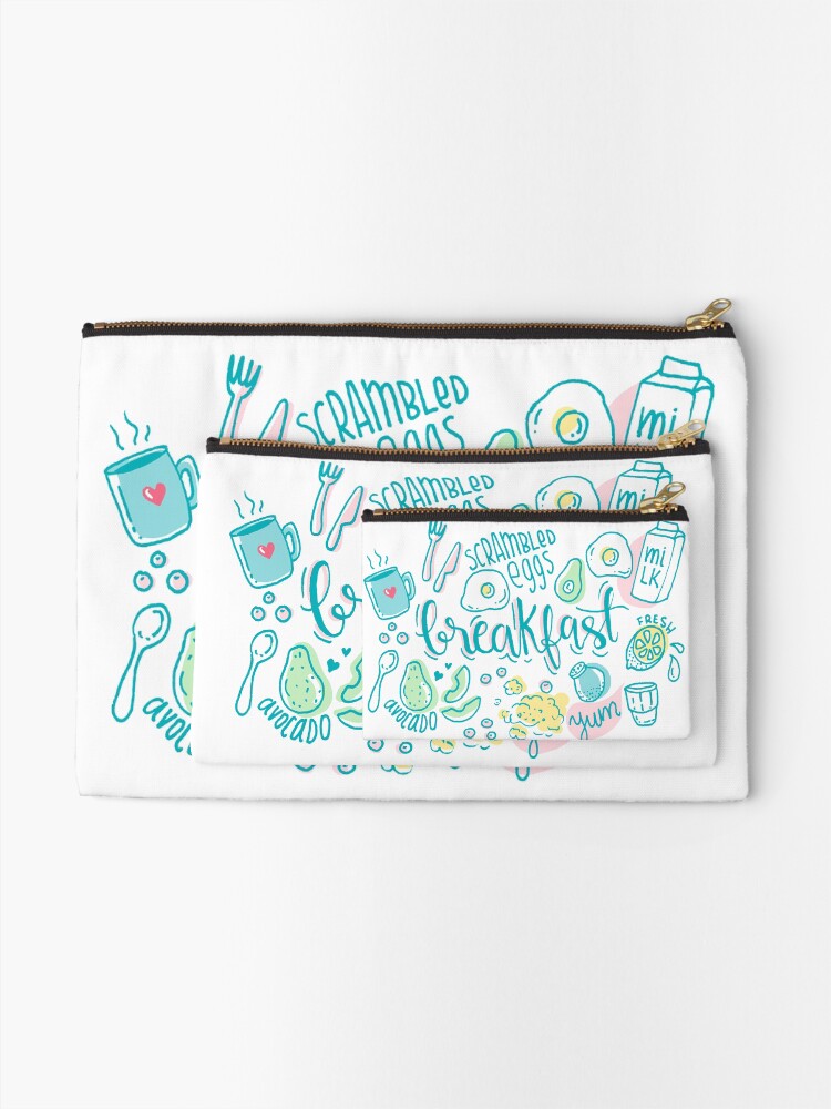 Alternate view of Breakfast - Colorful illustrated food pattern Zipper Pouch
