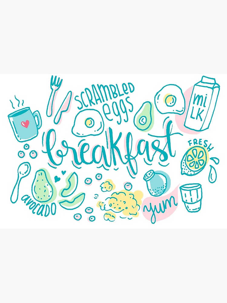 Breakfast - Colorful illustrated food pattern by mirunasfia