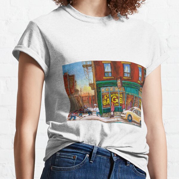 CANADIAN PAINTINGS BY CANADIAN ARTIST OF MONTREAL WINTER SCENES Classic T-Shirt