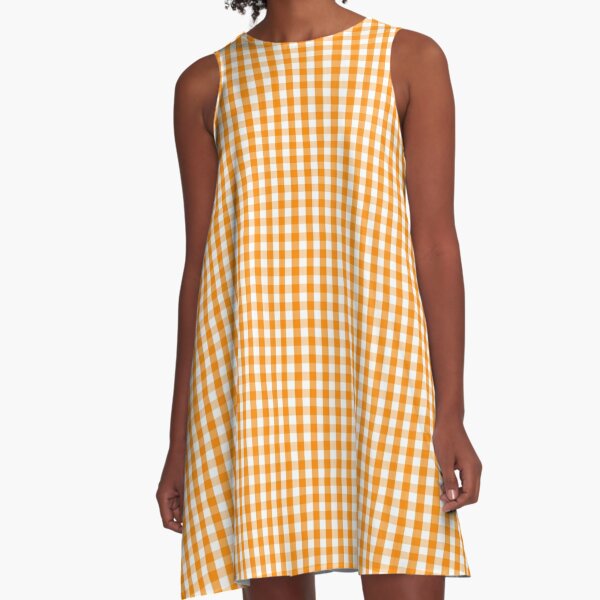 orange and white checkered dress