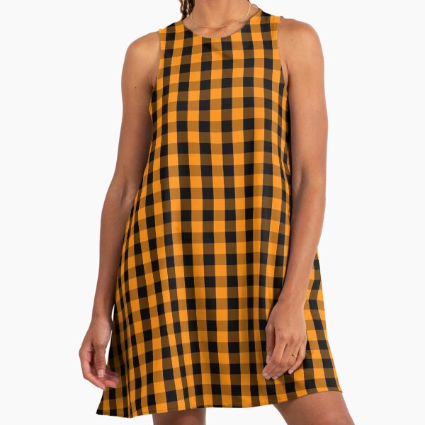 orange and black gingham dress Orange Trick-or-Tartan Skater Dress main image 0