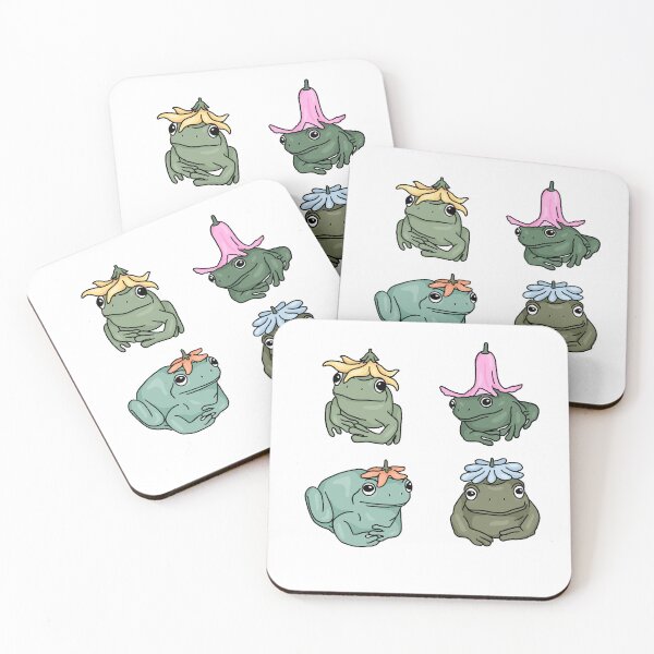 Item preview, frogs with flowers illustration designed and sold by bloemsgallery.