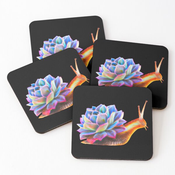 Item preview, Colorful Iridescent Glowing Spectrum Succulent Cactus Snail Art designed and sold by Cawaiico.
